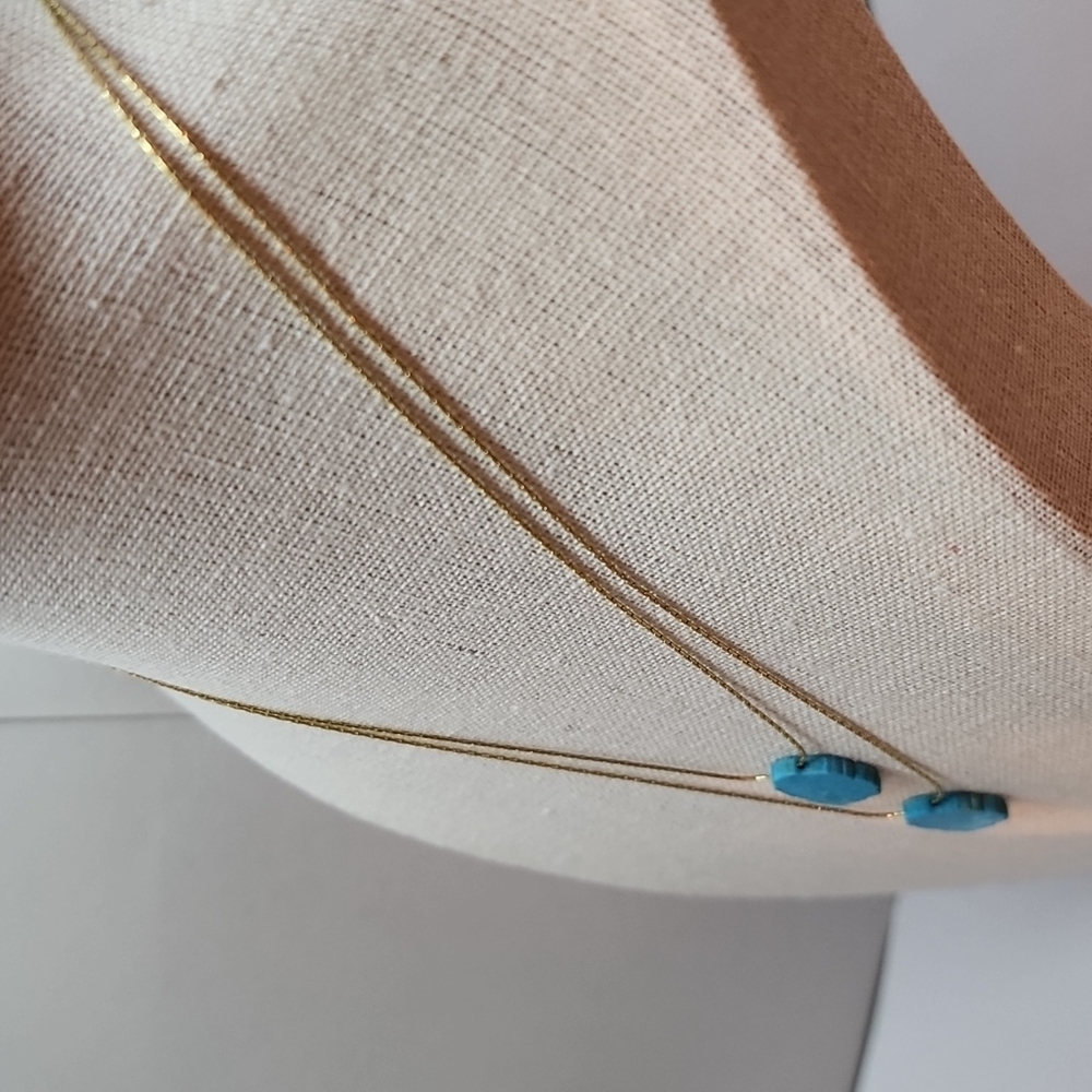 Serefina Double Layer Stone Necklace Turquoise - Picture 3 of 6